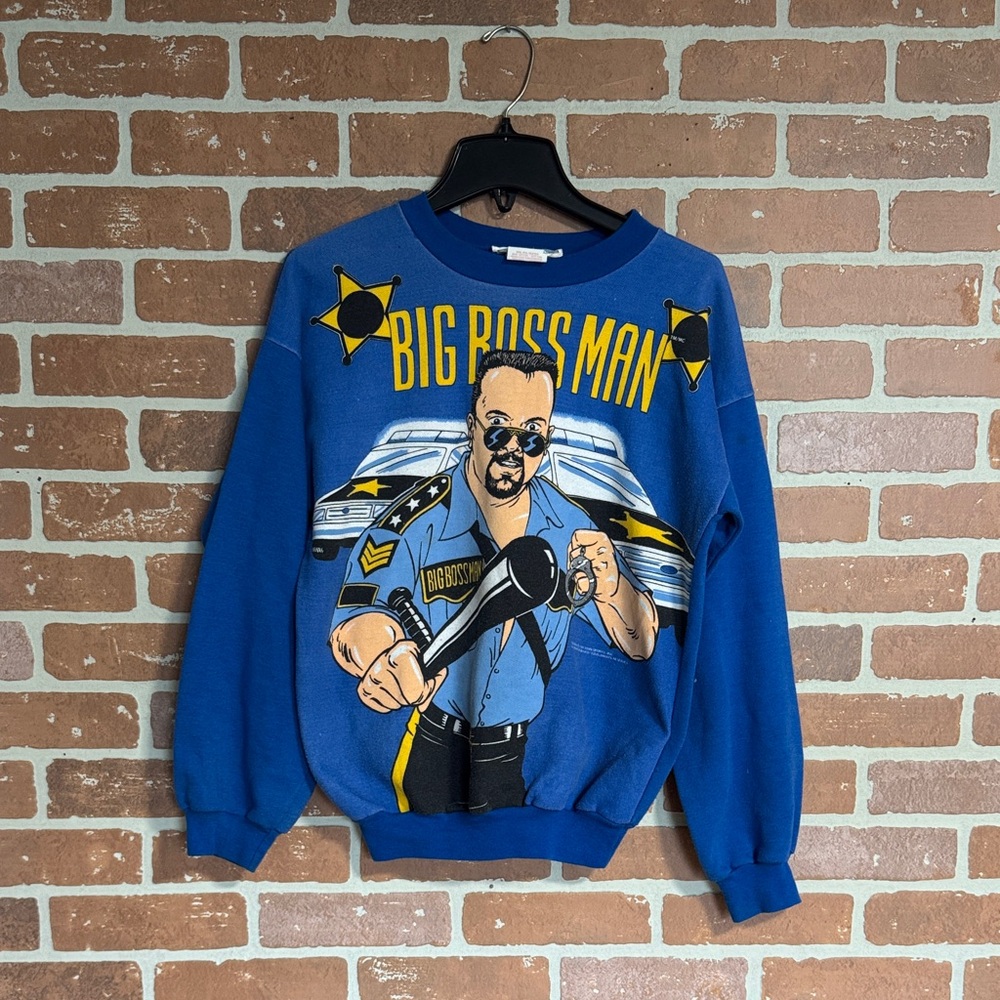 WWF Big Boss Man Blue Sweater